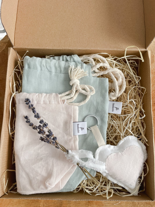 Linen lover Starter box (large+small) Green and pink