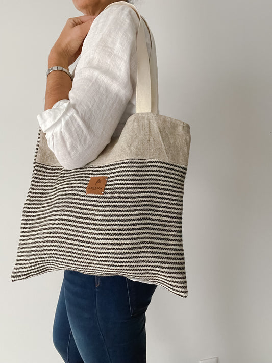 Market tote (thin stripes)